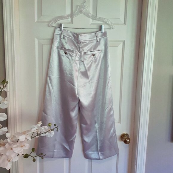 NWT Vince metallic silver crop wide leg satin-like finish trousers, 4 - Picture 6 of 6